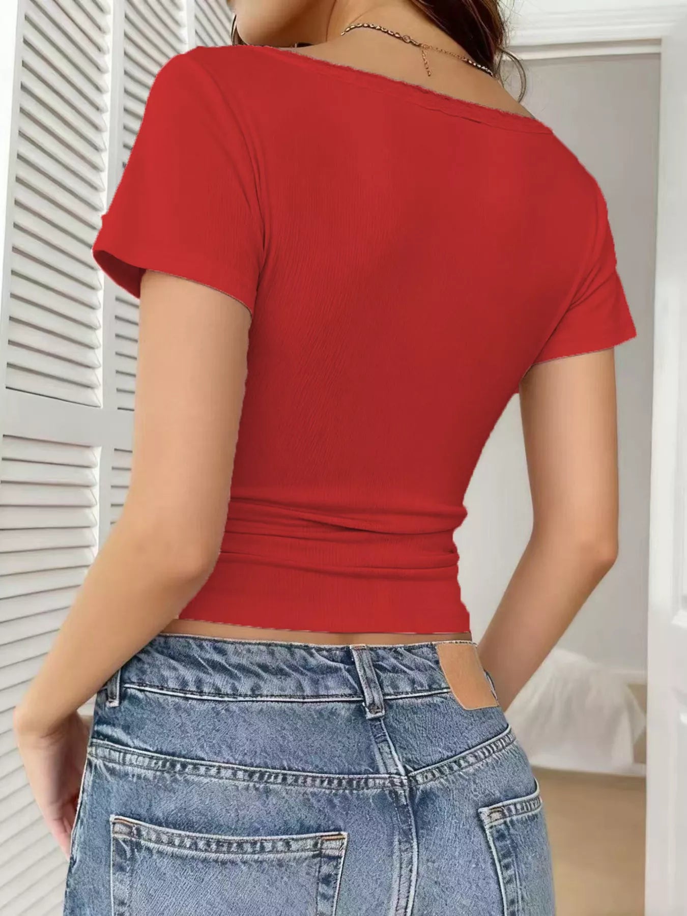 Adeline | Lace Trim Slim Fit Top