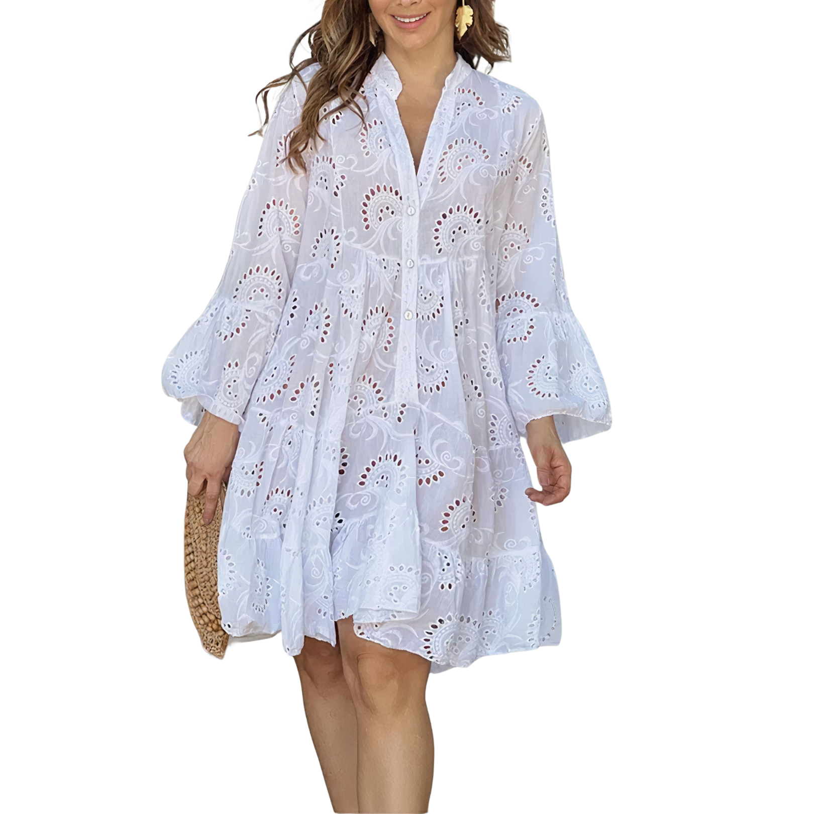 Abigail | Lace V Neck Shirt Dress