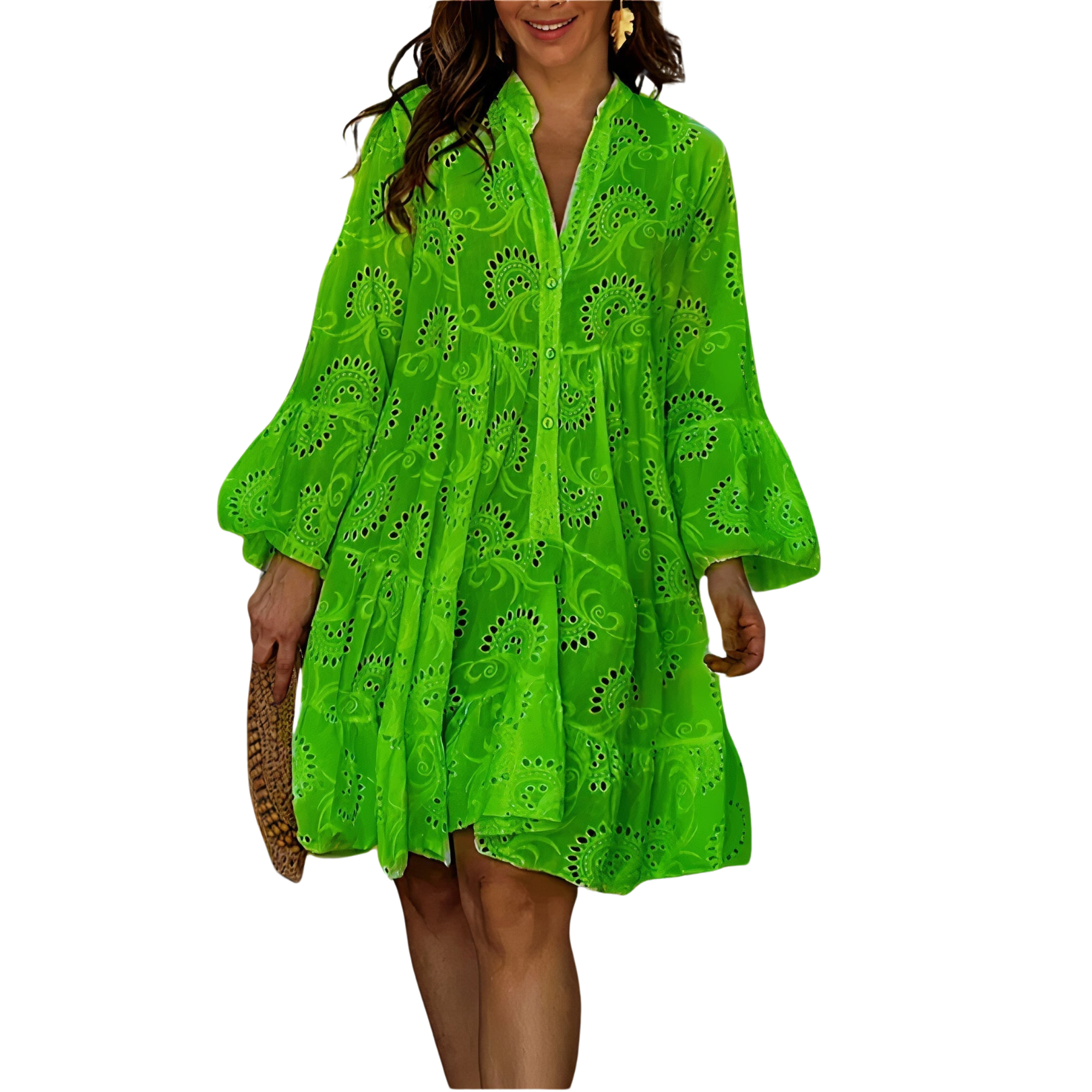 Abigail | Lace V Neck Shirt Dress