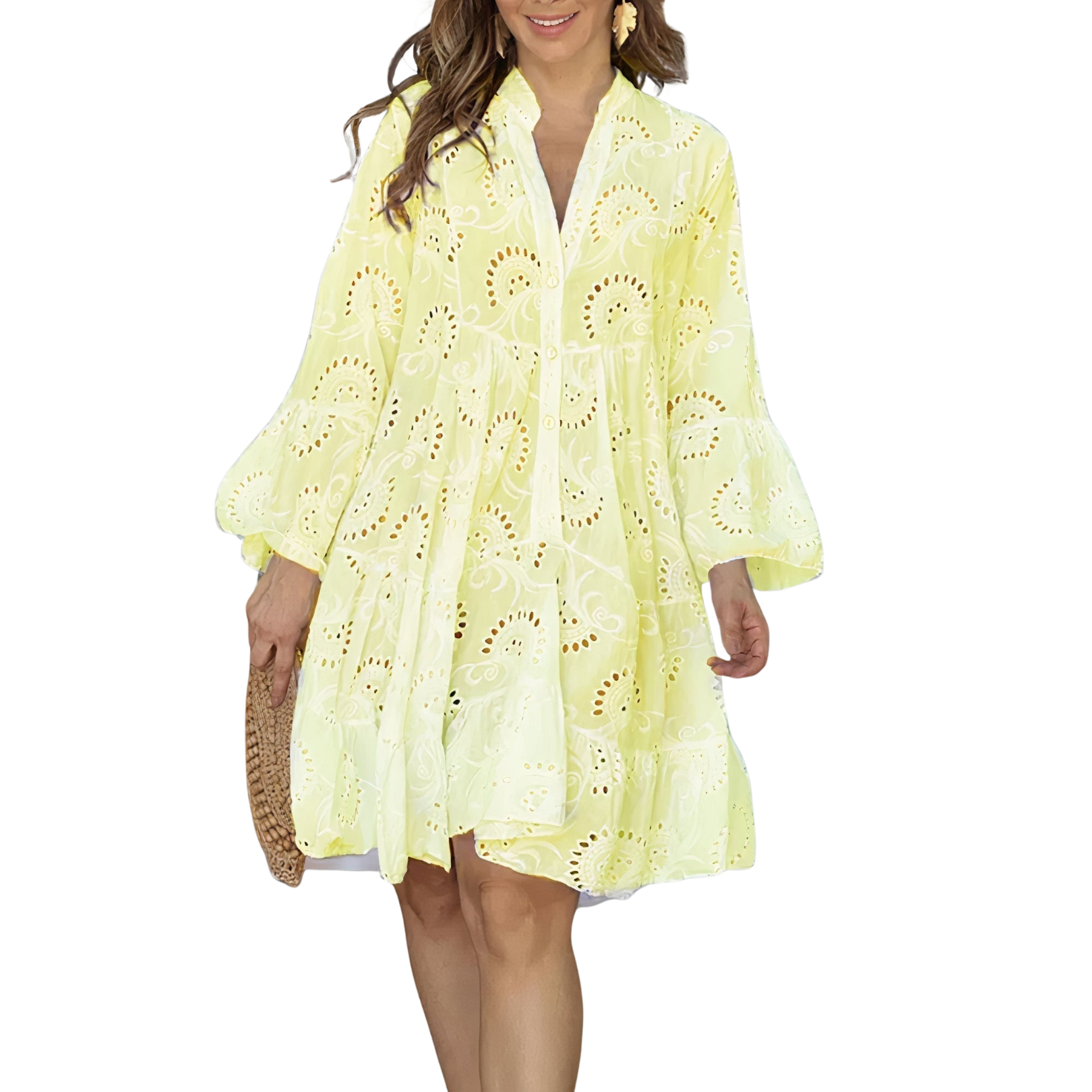 Abigail | Lace V Neck Shirt Dress