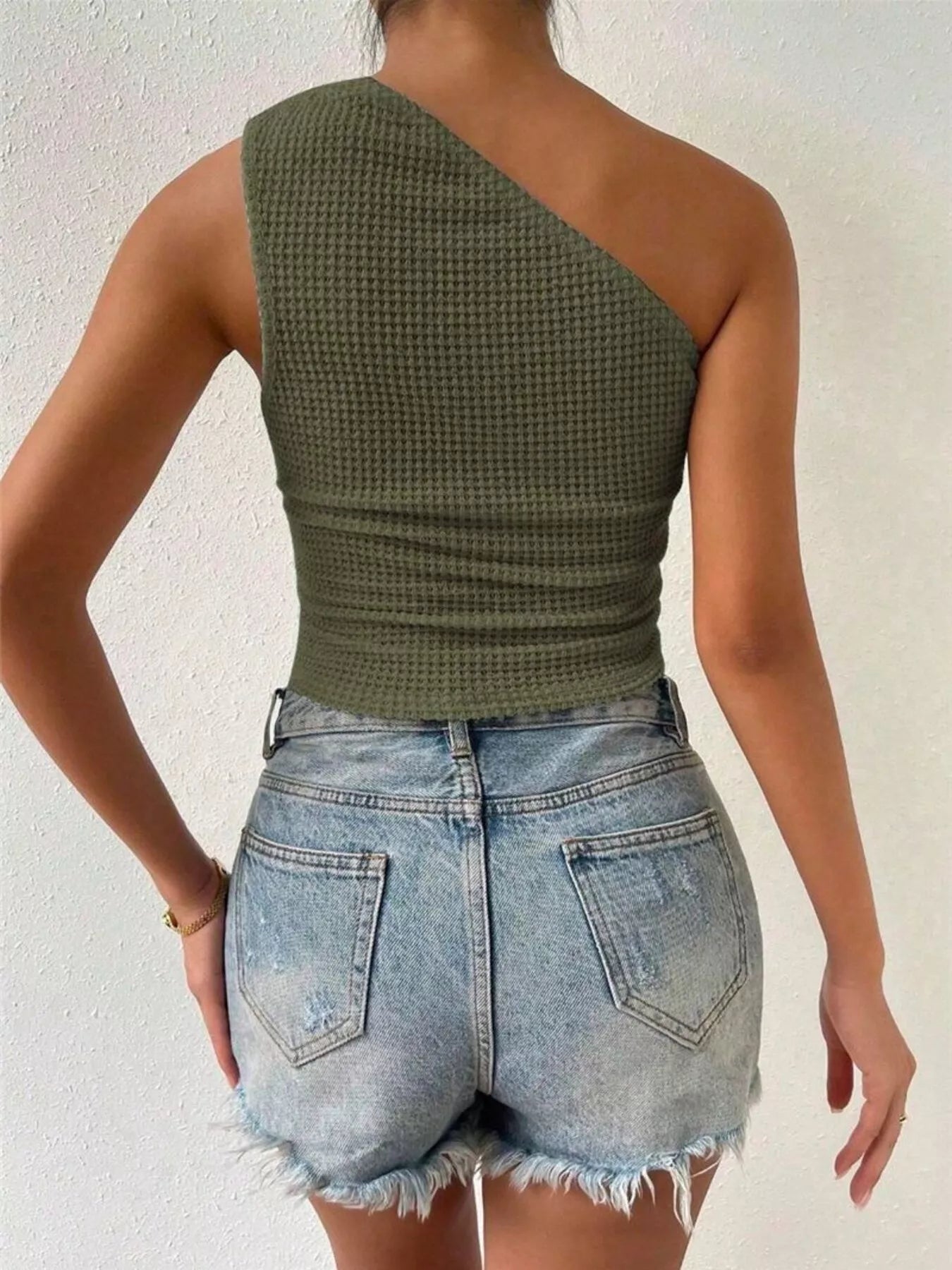 Sienna | One Shoulder Waffle Knit Tank