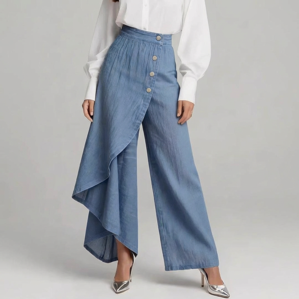 Camille | Ruffle Wide Leg Jeans