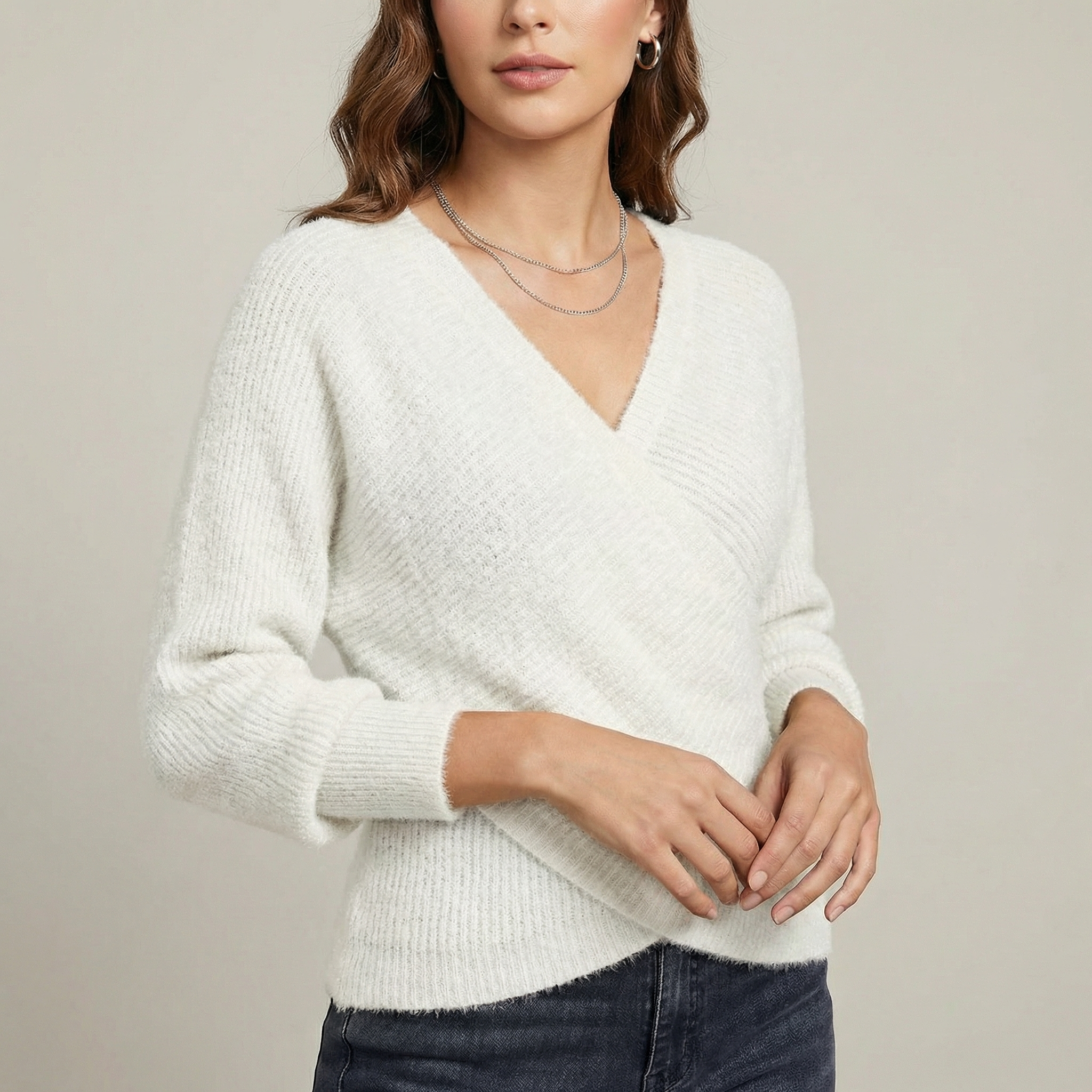 Colette | Crossover V Neck Knit Jumper