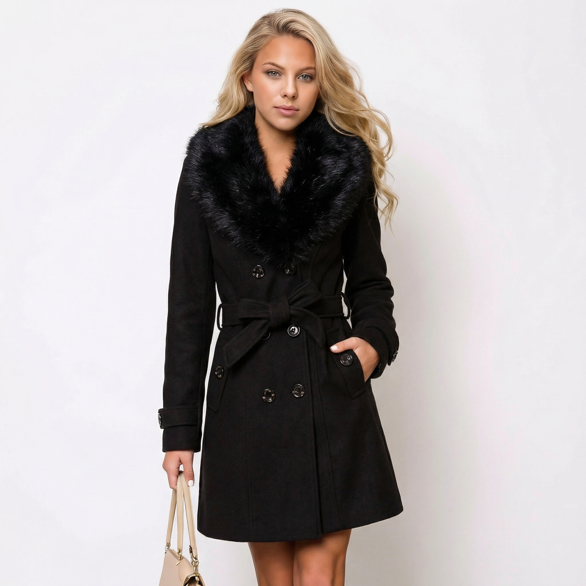 Helena | Fur Collar Belted Coat