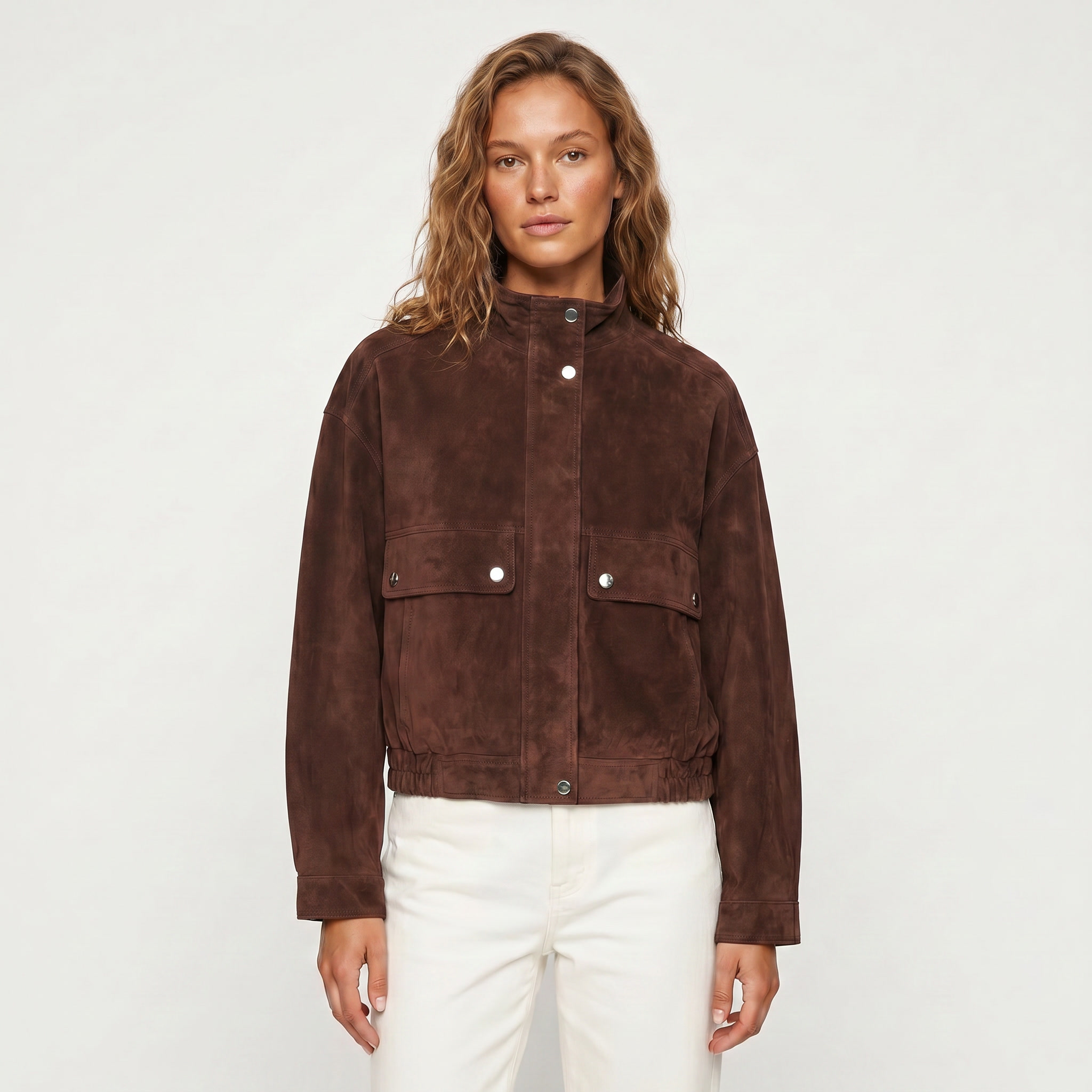 Harlow | Faux Suede Bomber Jacket