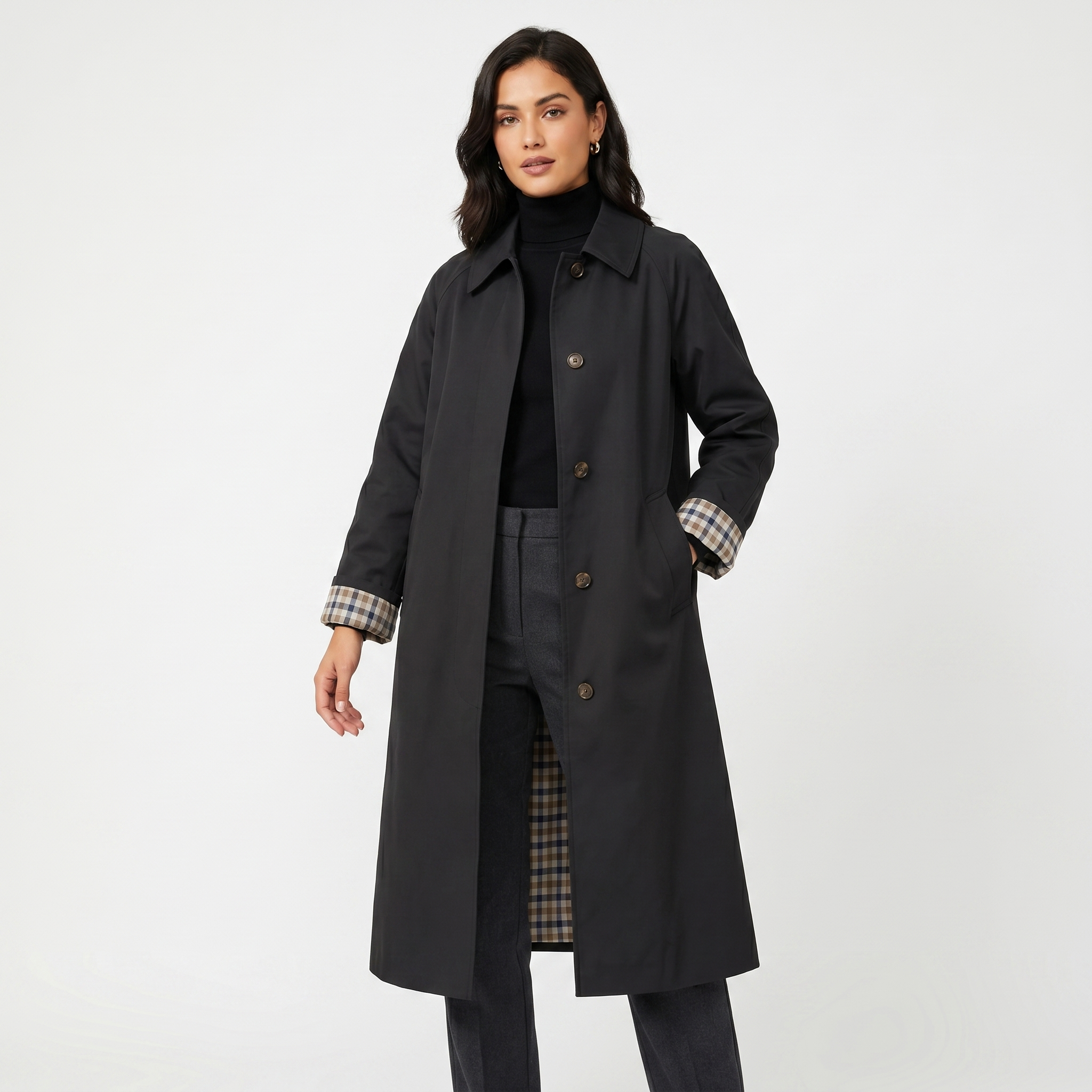 Adeline | Check-Lined Trench Coat