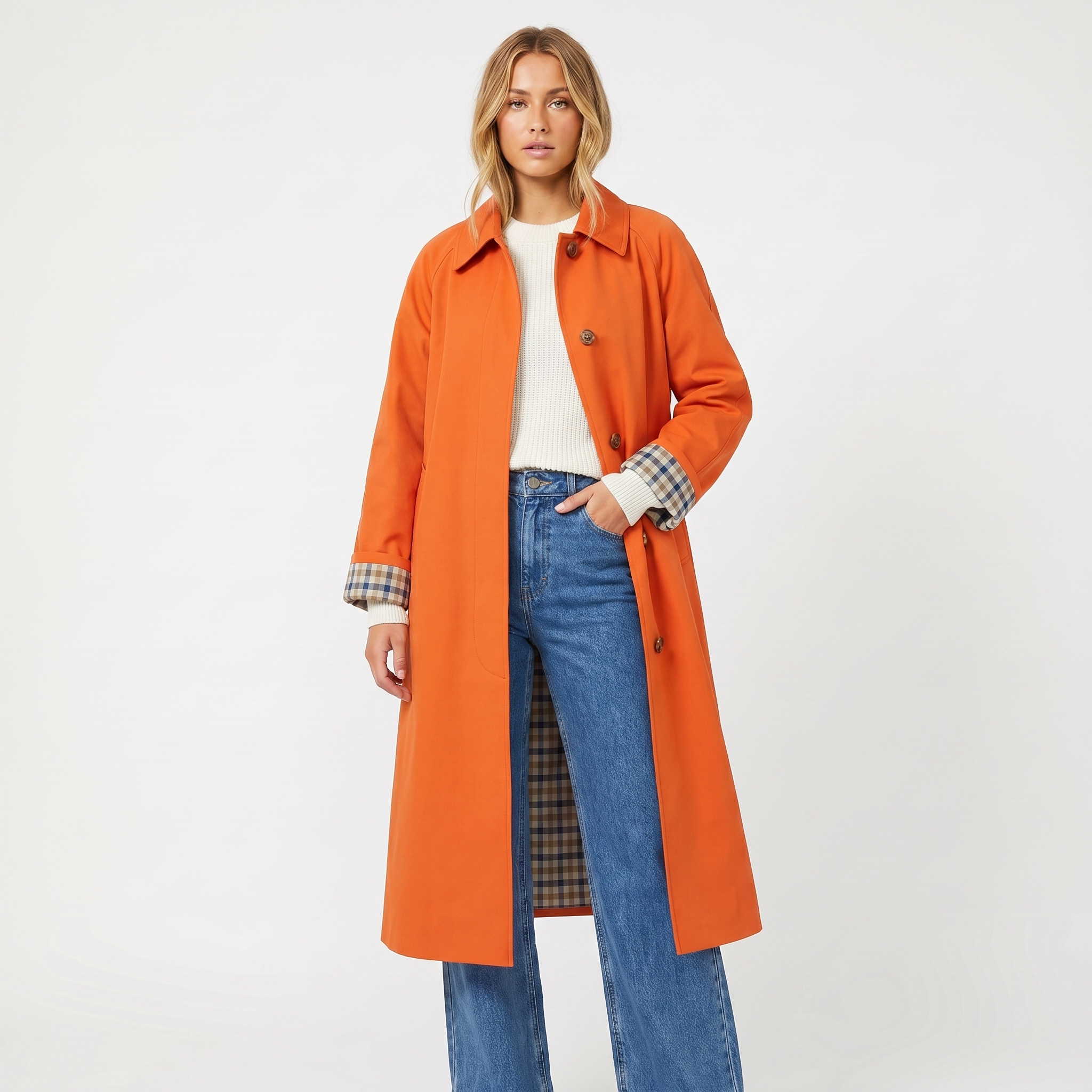 Adeline | Check-Lined Trench Coat