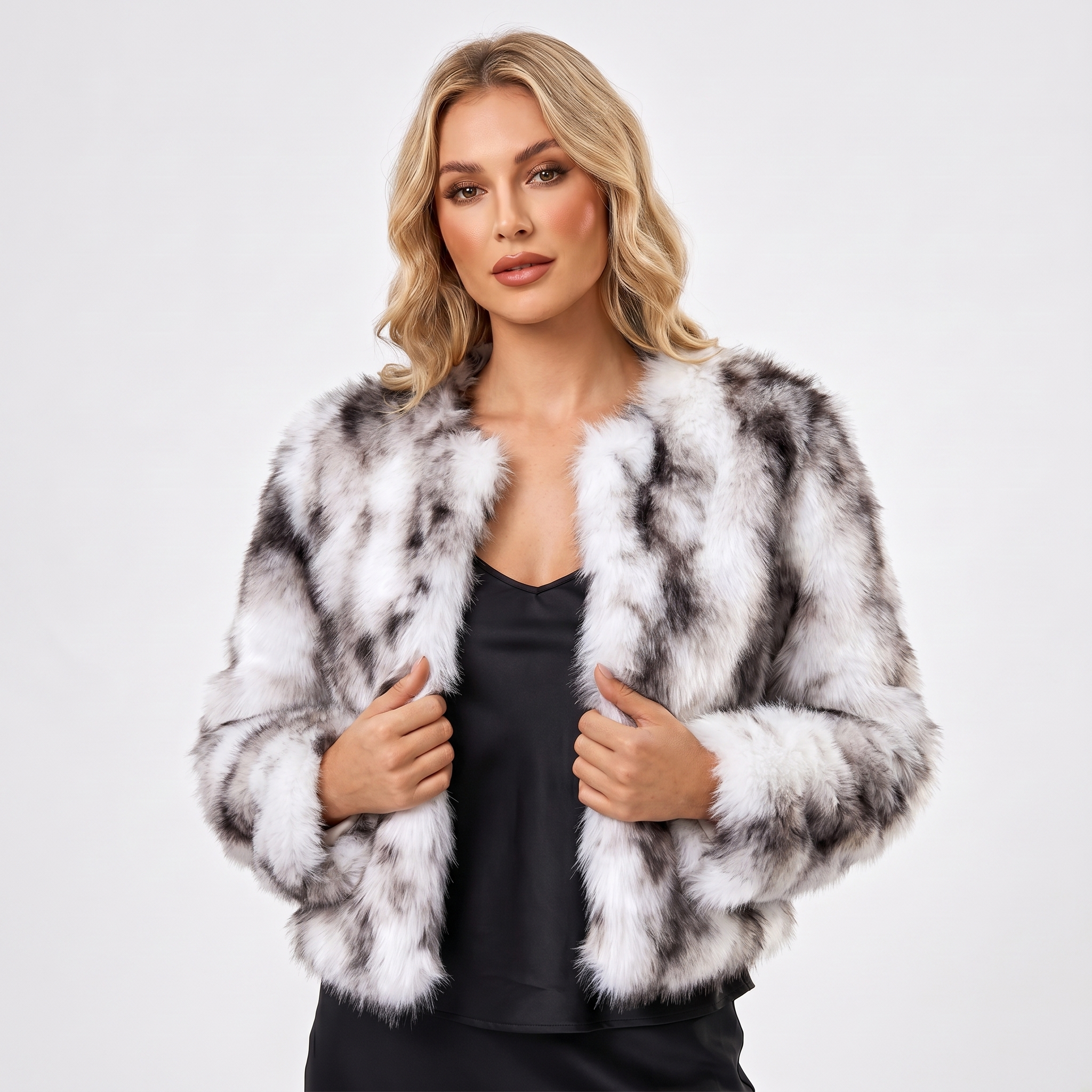 Giselle | Cropped Open-Front Fur Jacket