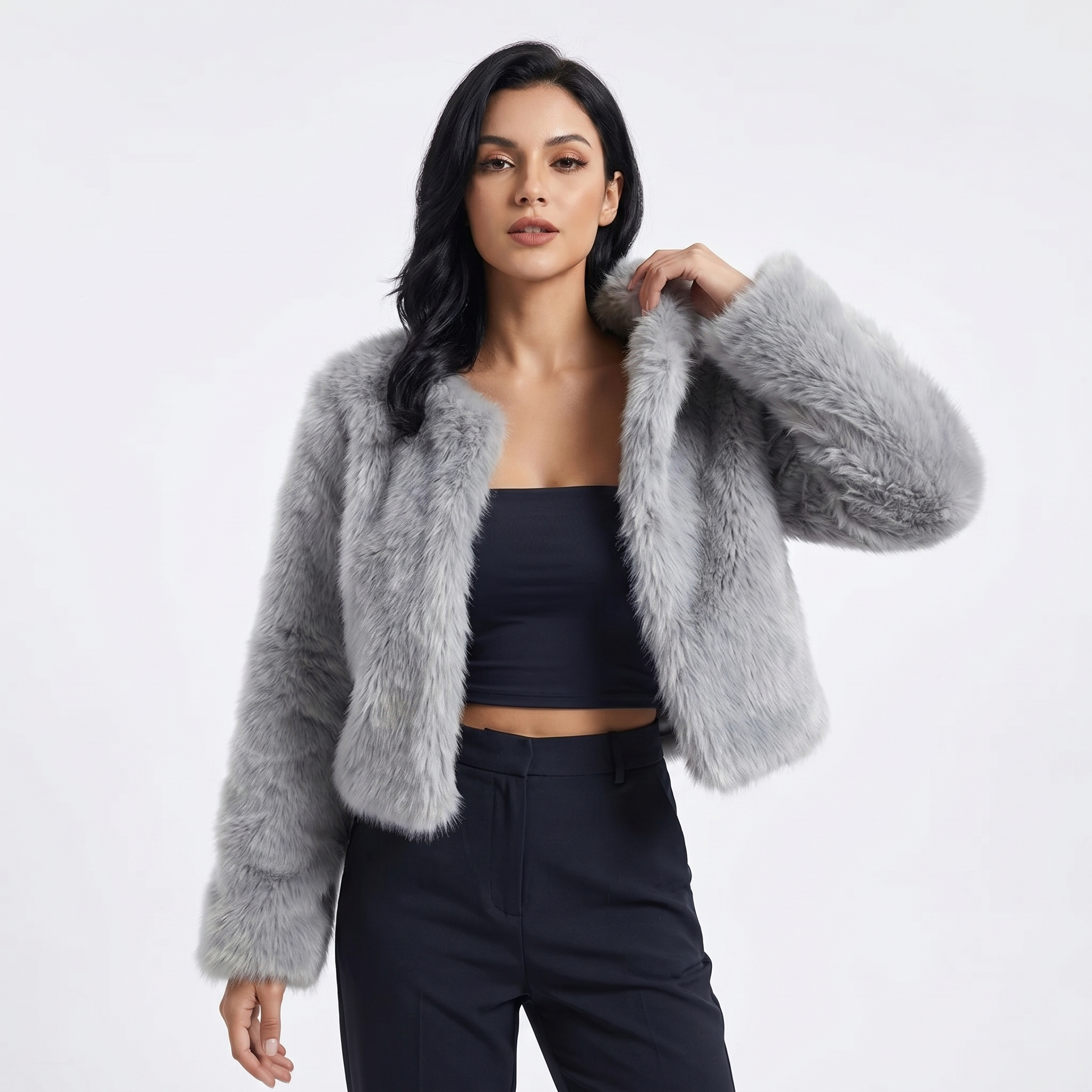 Celeste | Cropped Faux Fur Cardigan