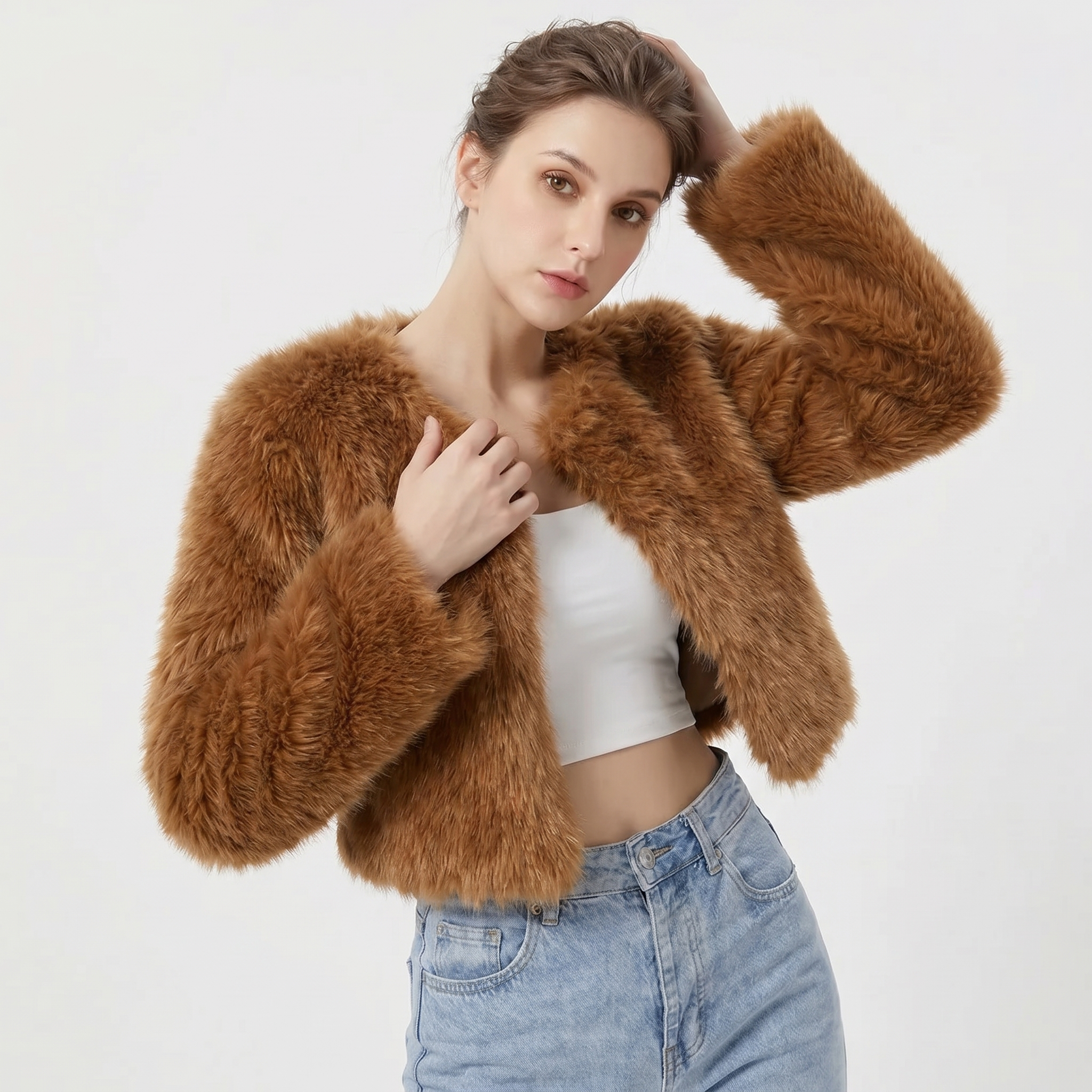 Celeste | Cropped Faux Fur Cardigan