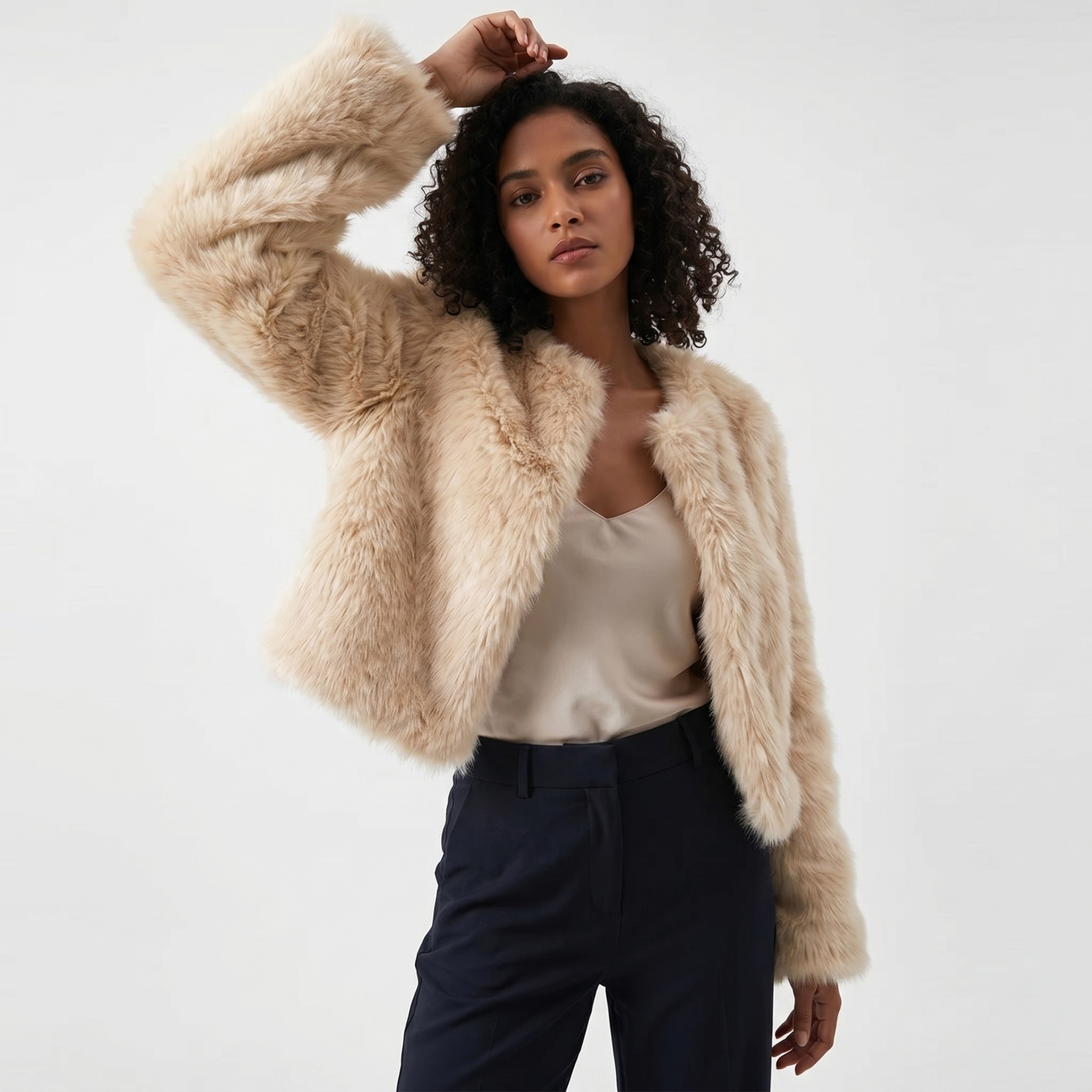 Celeste | Cropped Faux Fur Cardigan