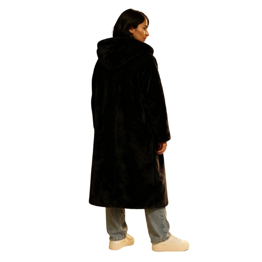 April | Hooded Double-Breasted Teddy Coat
