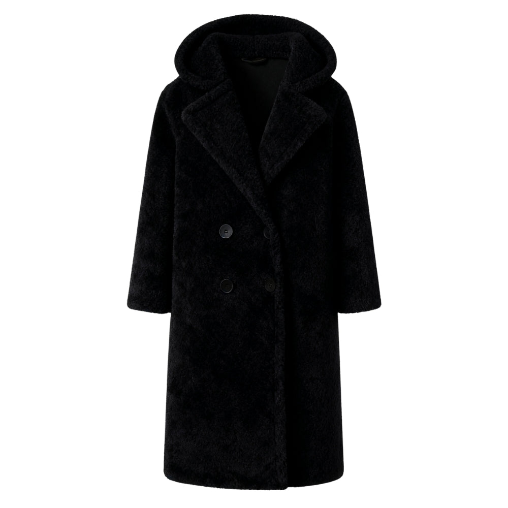 April | Hooded Double-Breasted Teddy Coat
