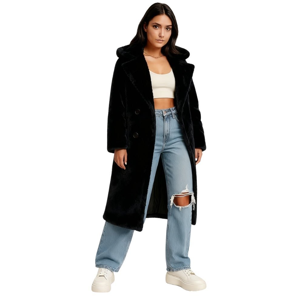 April | Hooded Double-Breasted Teddy Coat