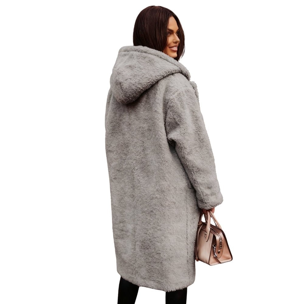 April | Hooded Double-Breasted Teddy Coat
