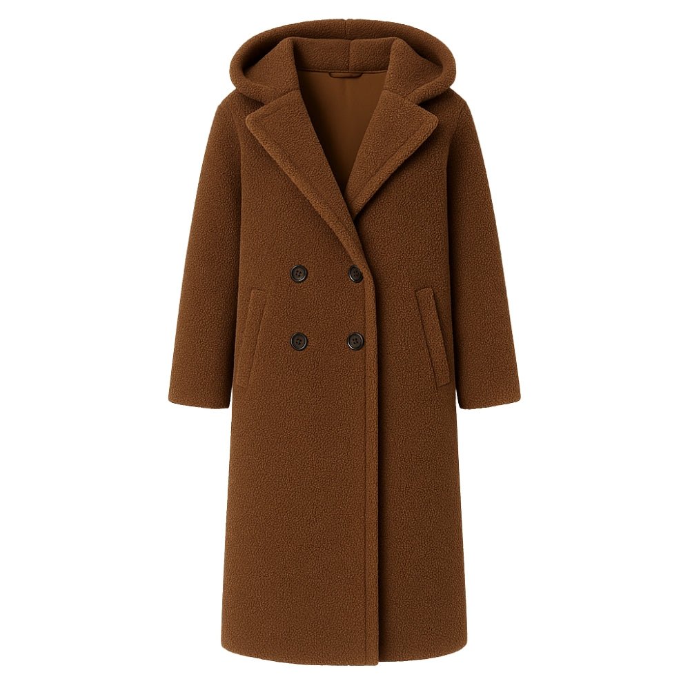 April | Hooded Double-Breasted Teddy Coat