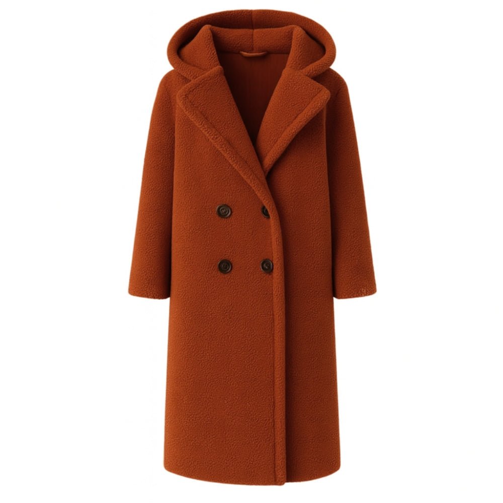 April | Hooded Double-Breasted Teddy Coat