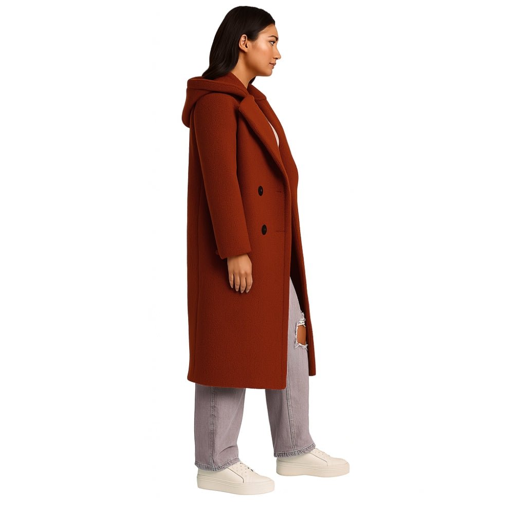 April | Hooded Double-Breasted Teddy Coat