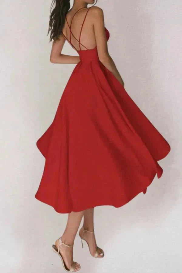 Sienna | Backless Midi Dress Strappy Plunge Neck