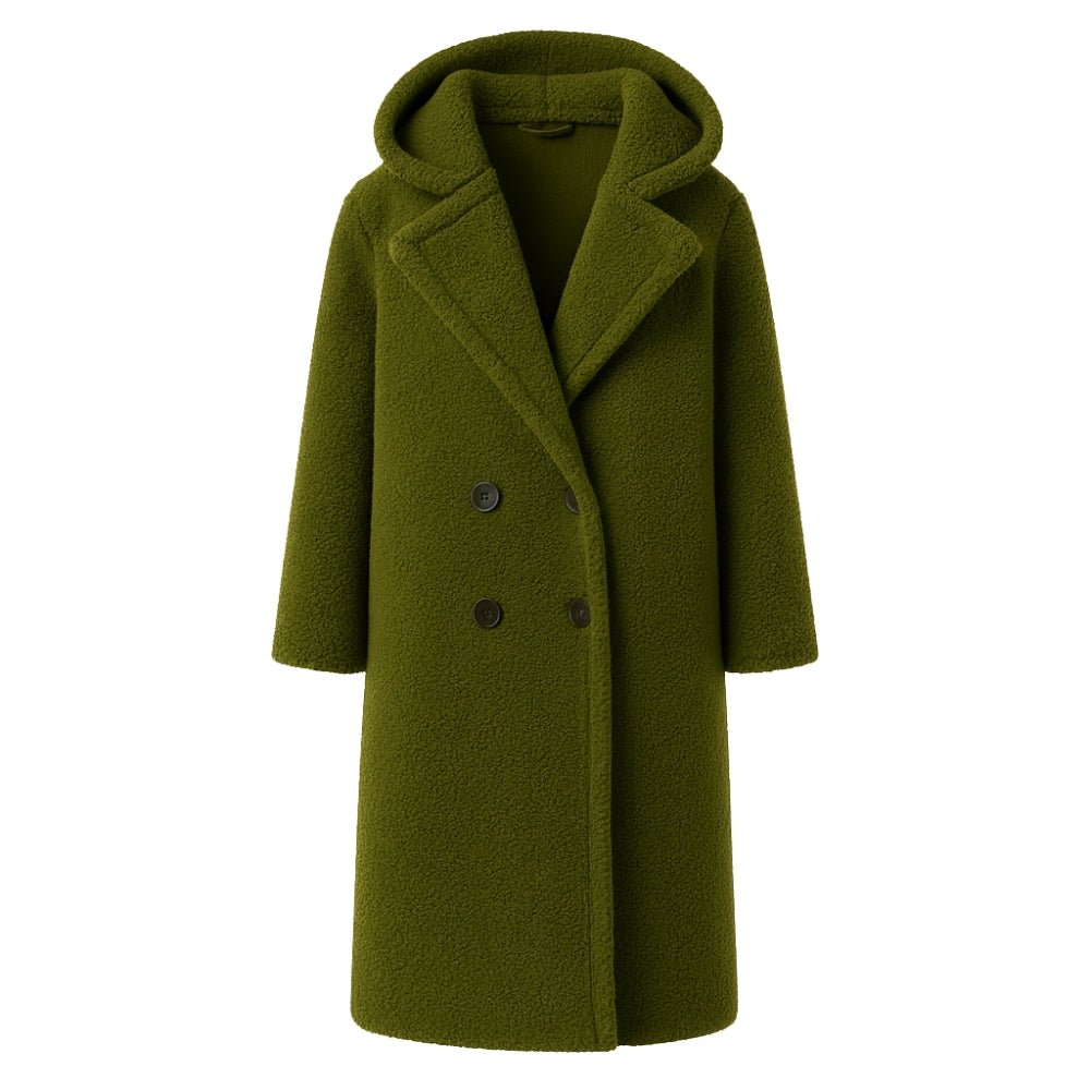April | Hooded Double-Breasted Teddy Coat