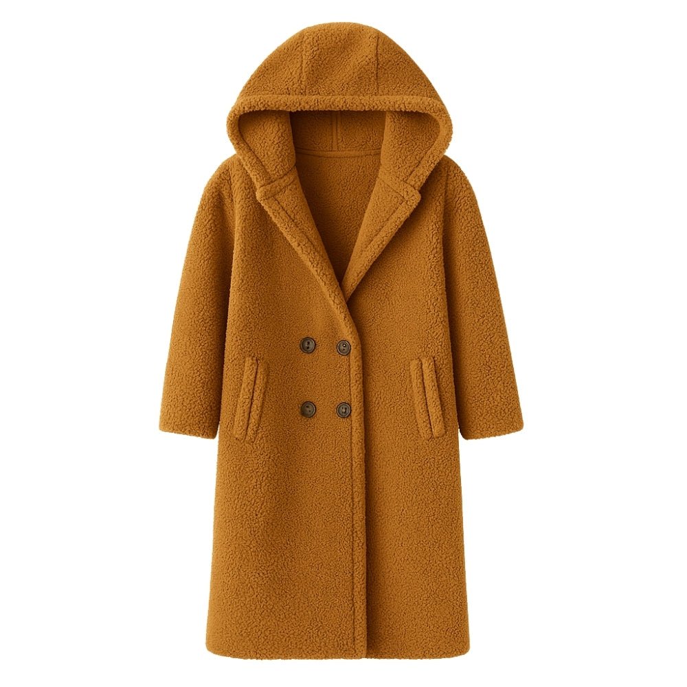April | Hooded Double-Breasted Teddy Coat