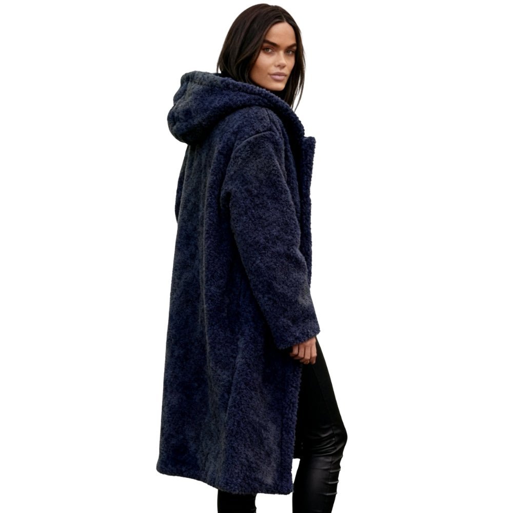 April | Hooded Double-Breasted Teddy Coat