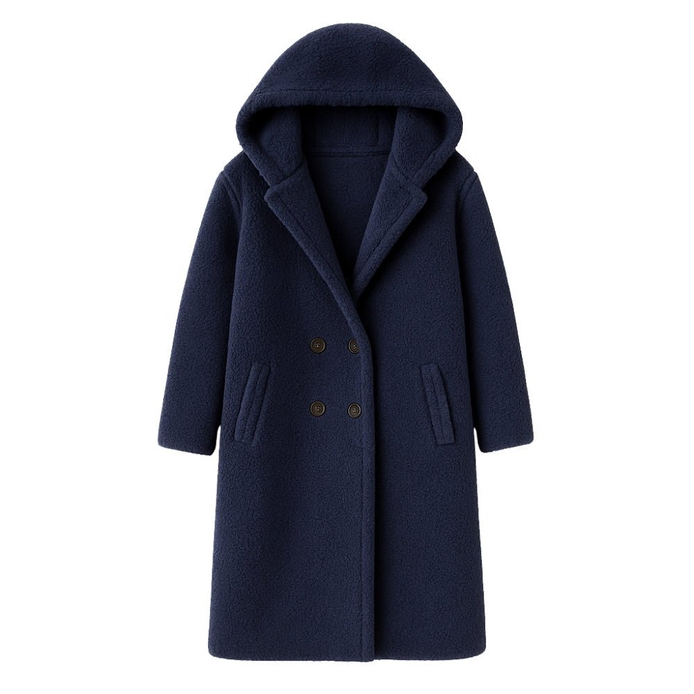 April | Hooded Double-Breasted Teddy Coat