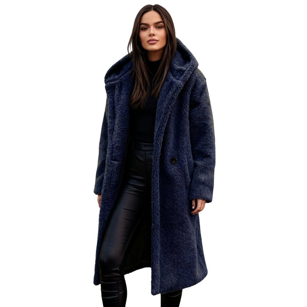 April | Hooded Double-Breasted Teddy Coat