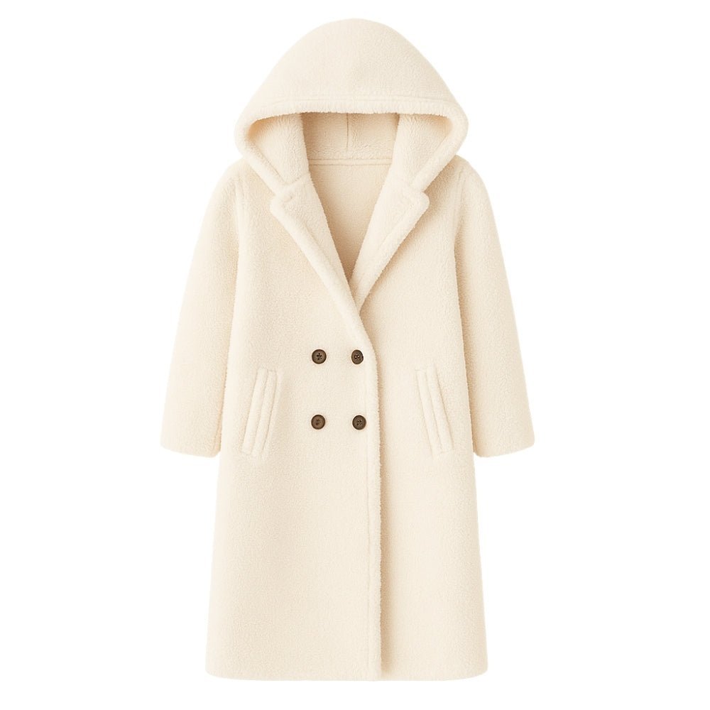 April | Hooded Double-Breasted Teddy Coat
