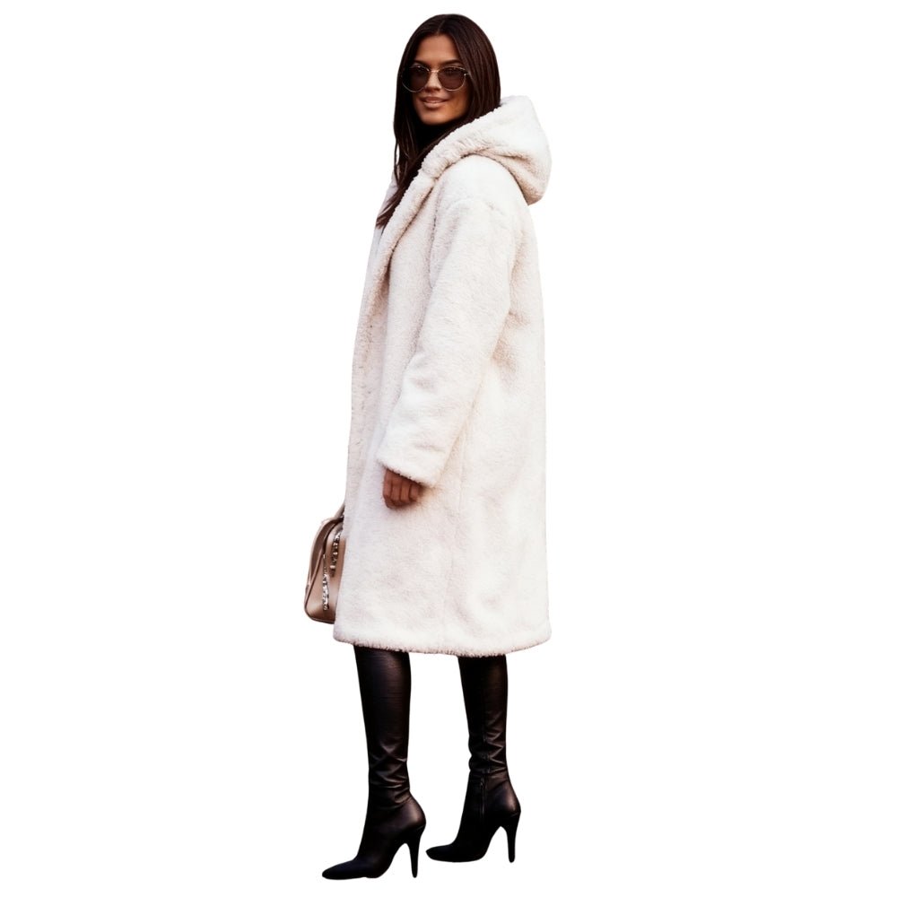 April | Hooded Double-Breasted Teddy Coat