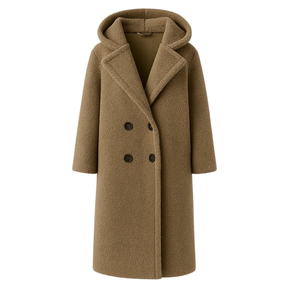 April | Hooded Double-Breasted Teddy Coat