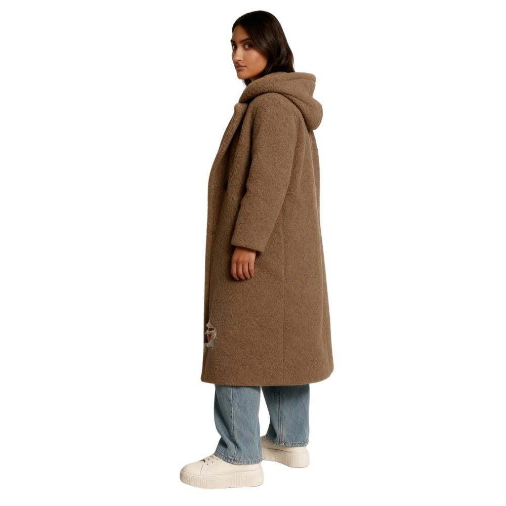 April | Hooded Double-Breasted Teddy Coat