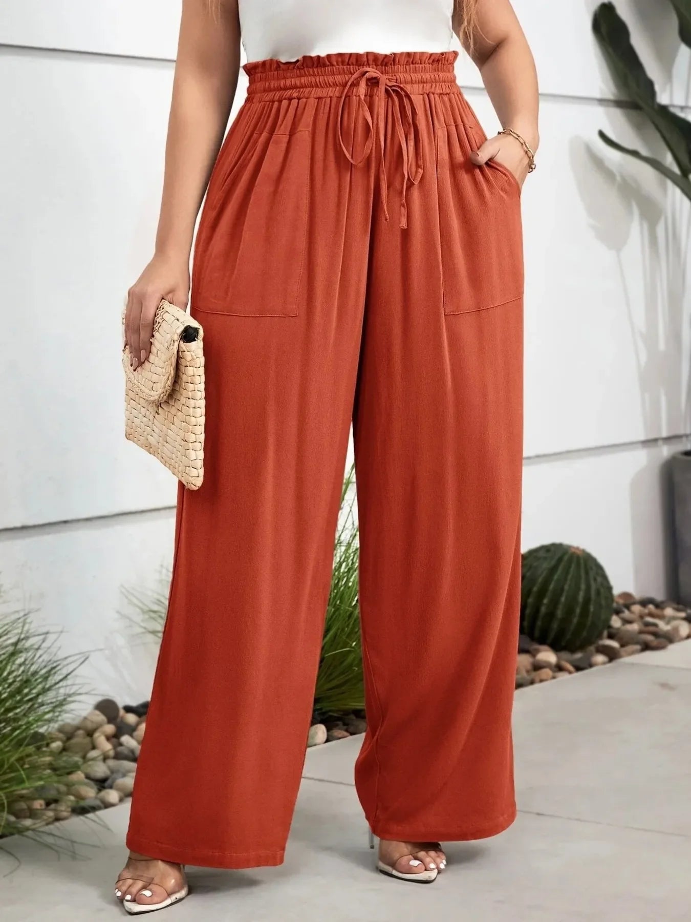 Georgia | Paperbag Waist Wide Leg Trousers