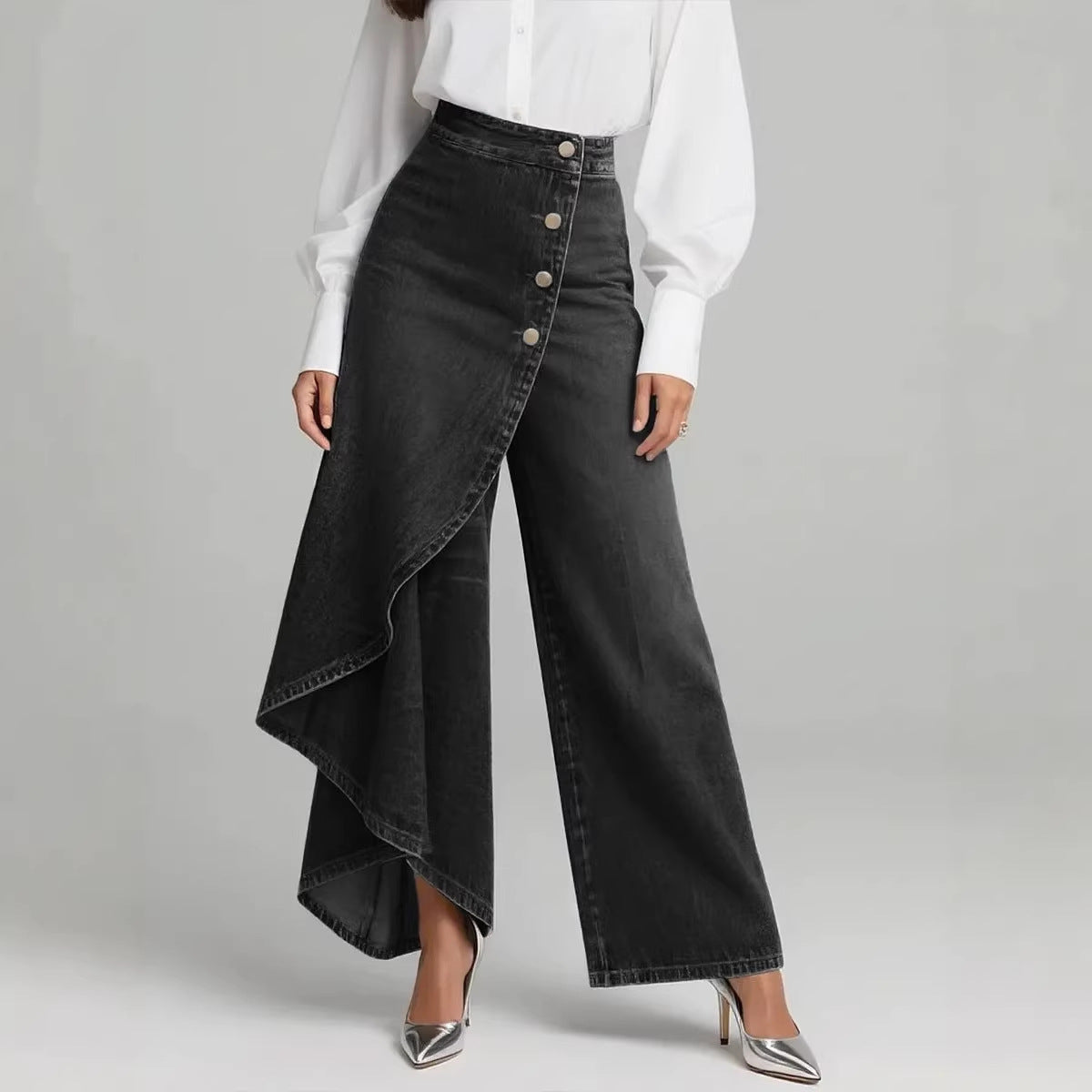 Camille | Ruffle Wide Leg Jeans