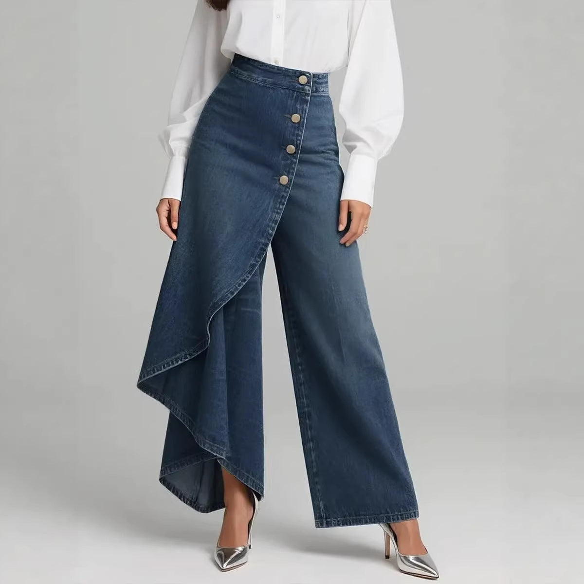 Camille | Ruffle Wide Leg Jeans