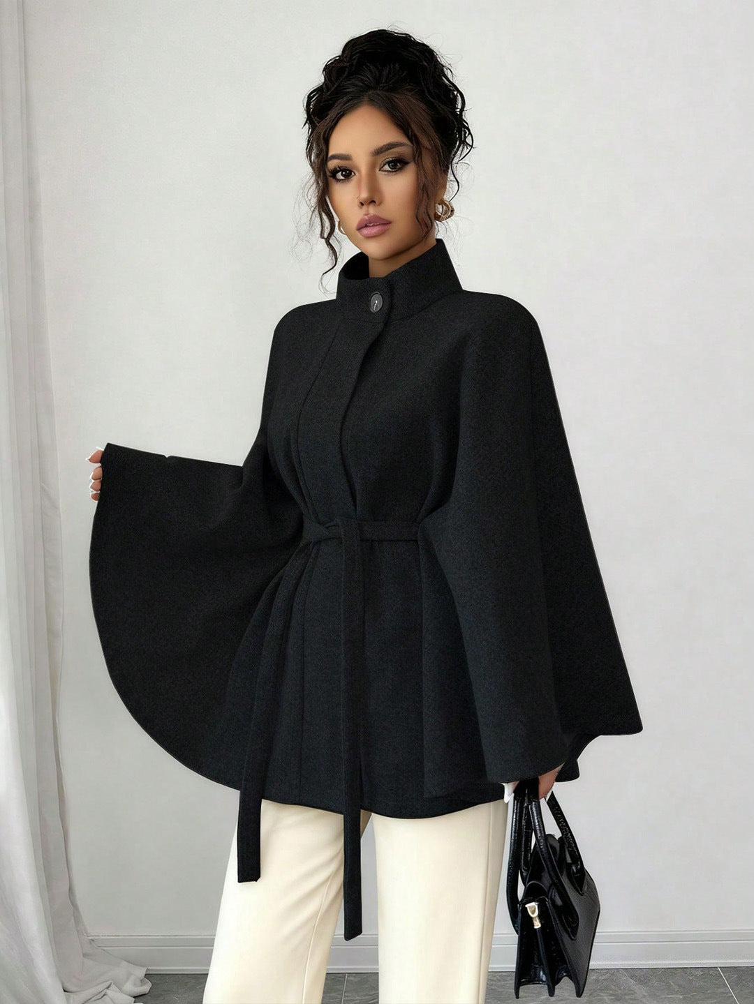 Viviana | Cape Sleeve Wool Blend Coat
