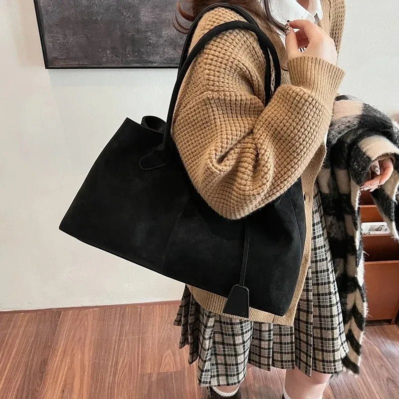 Eleanor | Vegan Suede Shoulder Tote Bag
