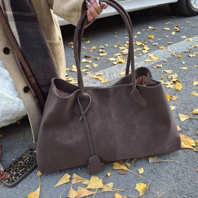 Eleanor | Vegan Suede Shoulder Tote Bag