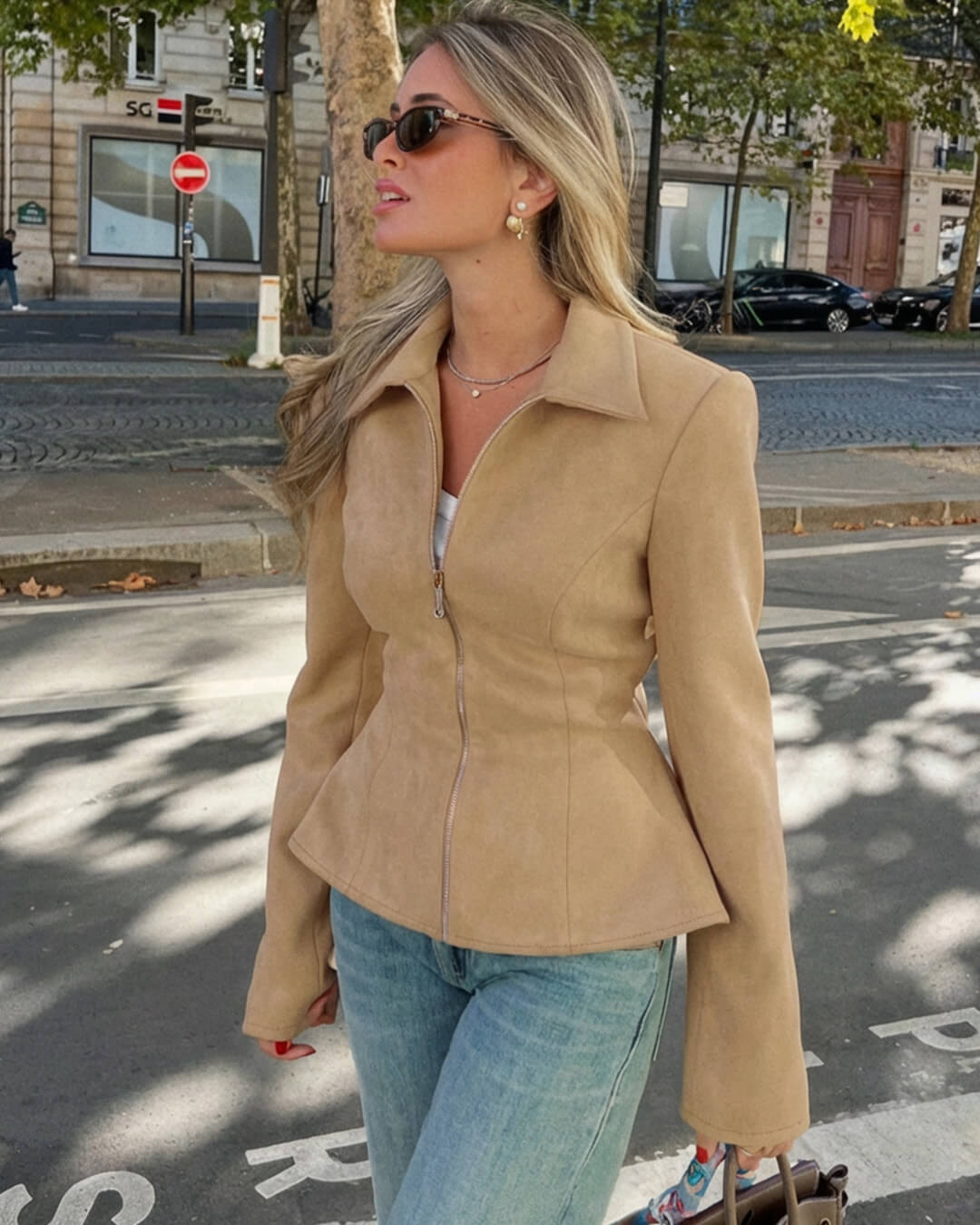 Charlotte | Faux Suede Cropped Jacket