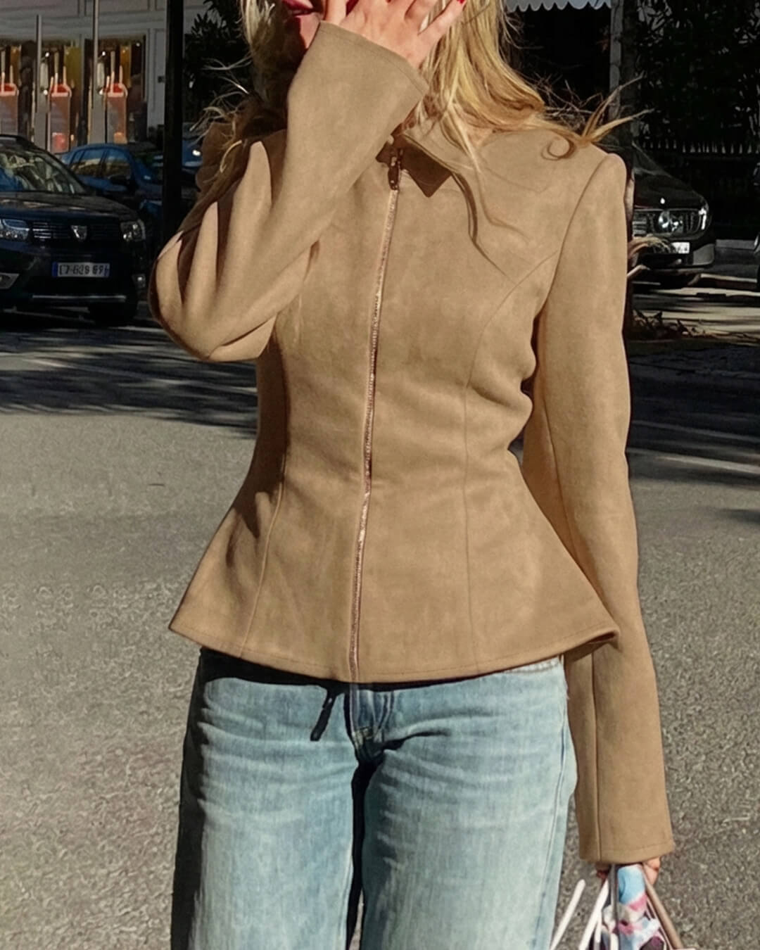 Charlotte | Faux Suede Cropped Jacket