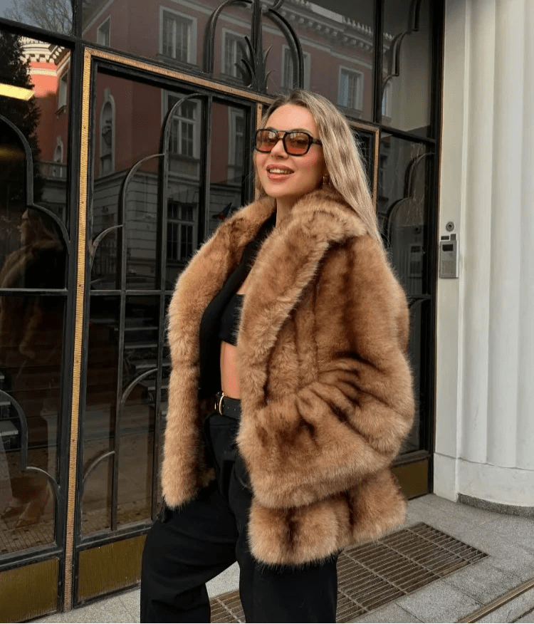 Charlotte | Faux Fur Winter Coat with Turn Down Collar