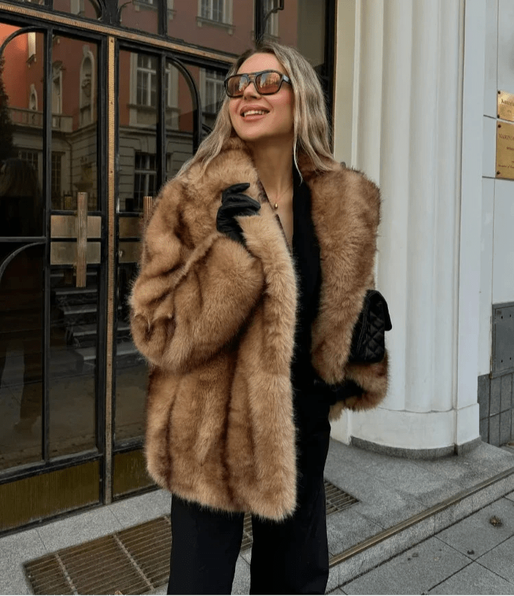 Charlotte | Faux Fur Winter Coat with Turn Down Collar