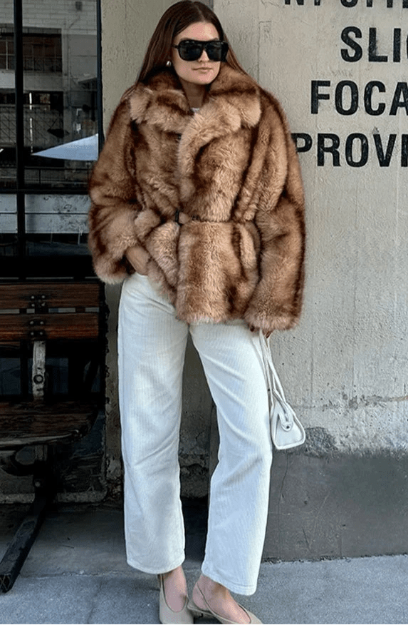 Charlotte | Faux Fur Winter Coat with Turn Down Collar