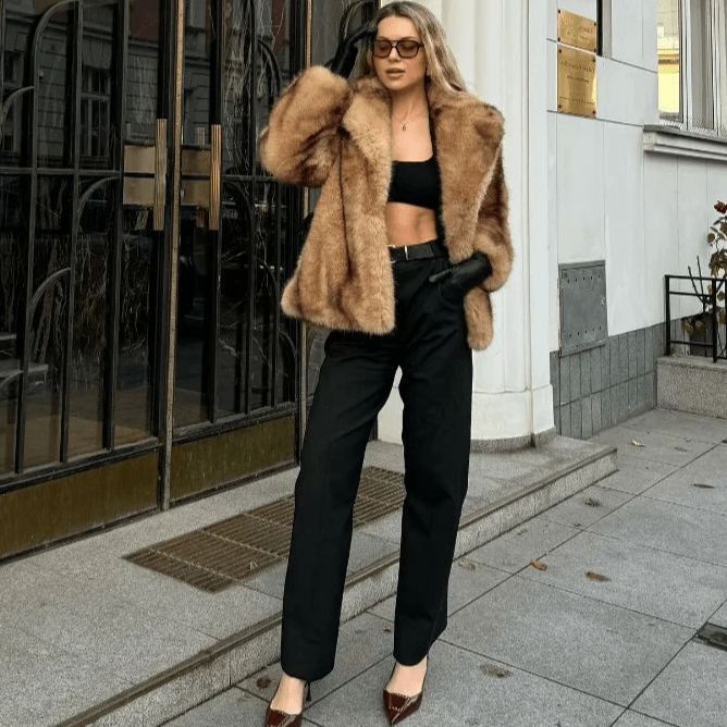 Charlotte | Faux Fur Winter Coat with Turn Down Collar