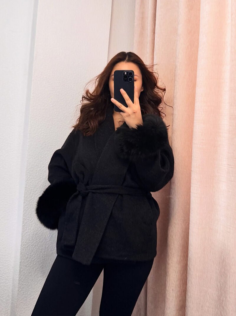 Evelyn | Faux Fur Winter Coat with Statement Cuffs