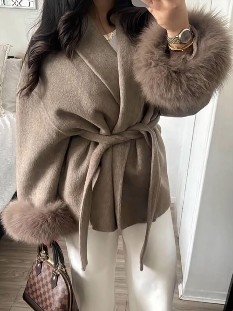 Evelyn | Faux Fur Winter Coat with Statement Cuffs