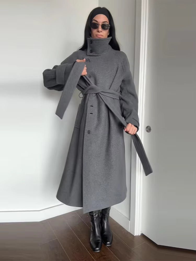 Eleanor | Long Belted High Collar Winter Coat