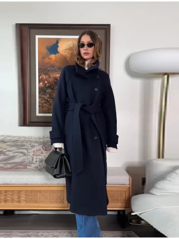 Eleanor | Long Belted High Collar Winter Coat