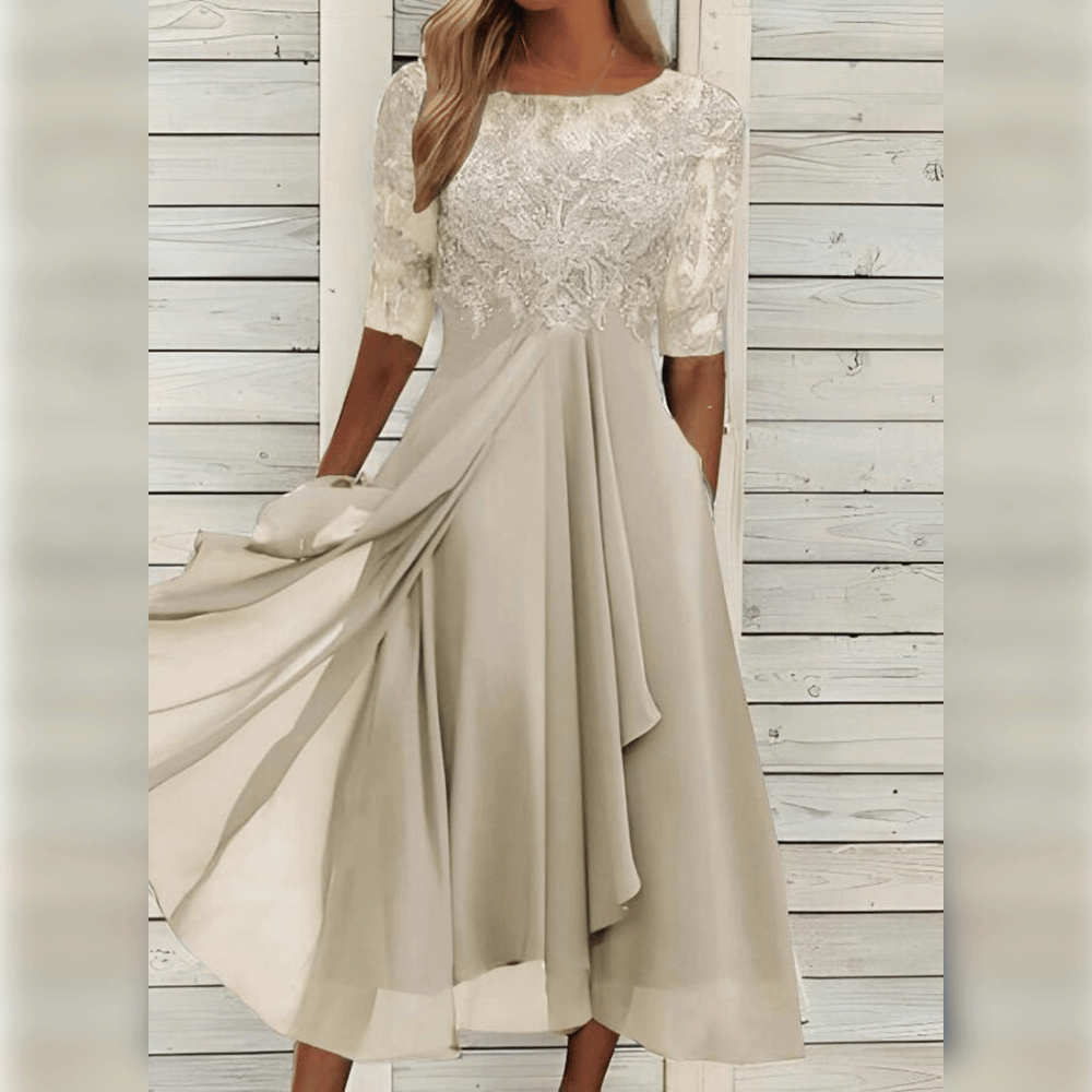 Sophie | Lace Chiffon Occasion Midi Dress
