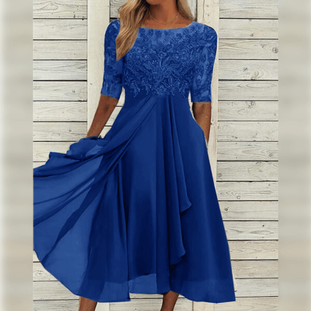 Sophie | Lace Chiffon Occasion Midi Dress